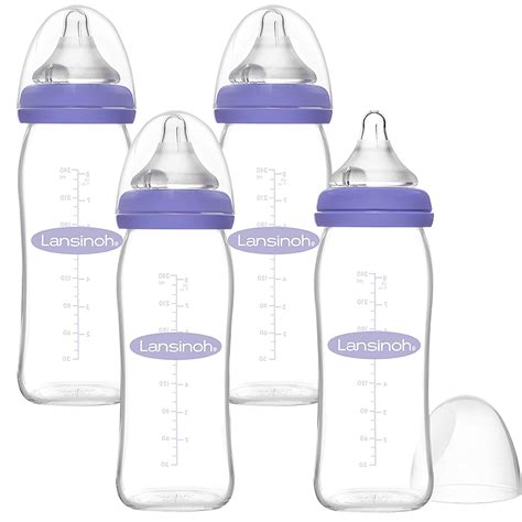 Amazon.com : Lansinoh Glass Baby Bottles for Breastfeeding Babies, 8 ...