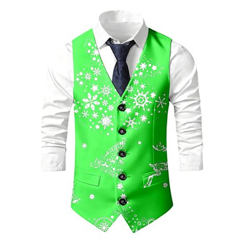 KKBOTIVE Mens Christmas Suit Vest - Slim Fit Business Dress Vests ...