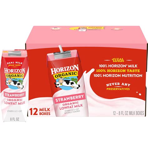Horizon Organic Shelf-Stable 1% Low Fat Milk Boxes, Strawberry, 8 fl oz ...