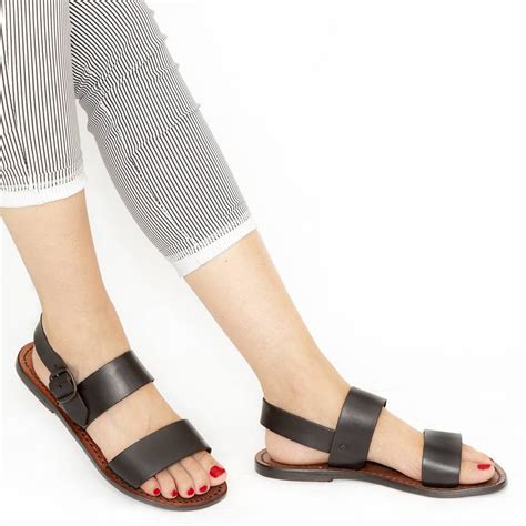 Brown leather women's franciscan sandals handmade in Italy | Leather ...