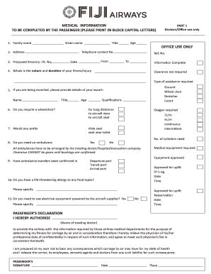 Medical Information Form - Fiji Airways - Fill and Sign Printable ...