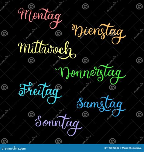 3D Thursday In German Language Button Click Here Block Text Stock ...