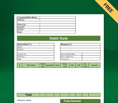 Image result for XSL Format Debit Note Format in Excel