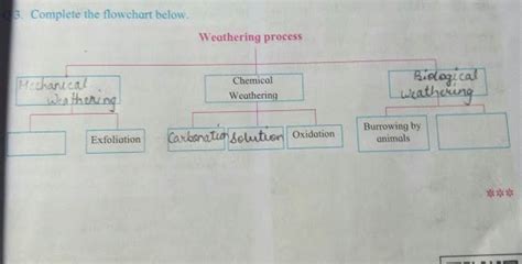 complete the flow chart weathering process - Brainly.in