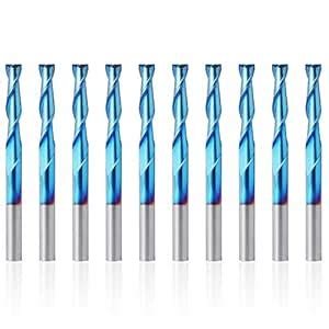 10pcs 3.175mm 2-Flute End Mill, Flat Nose CNC Router Bits, 1/8” Shank ...