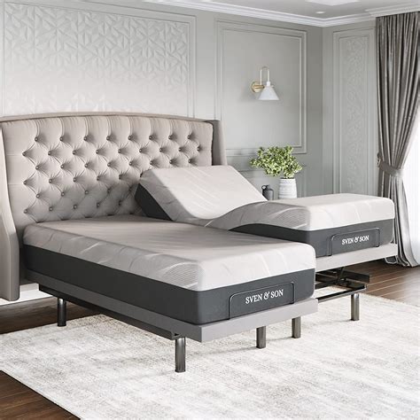 Buy Sven & Son Split California King Adjustable Bed Base Frame Platinum ...