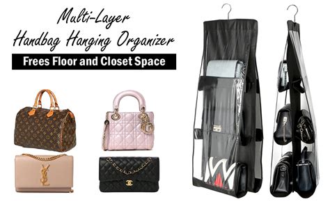 MSclassy Dust Proof Hanging Handbag Purse Clutch Organizer with 6 Large ...