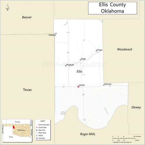 Map of Ellis County, Oklahoma - Where is Located, Cities, Population ...