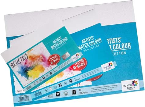 Brustro Artists Watercolour Paper, 200 GSM, A3 Size, 25% Cotton Cold ...