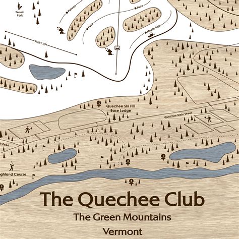 The Quechee Club, VT Ski Trail Map Art | 3D Wood Mountain Art