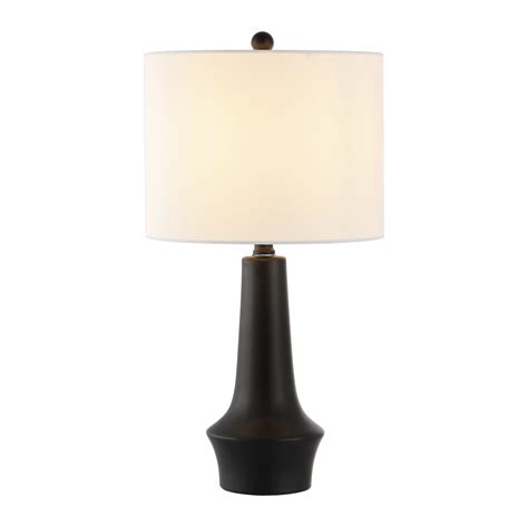 SAFAVIEH Solyn 22 in. Modern Black Ceramic Table Lamp with White 100% ...