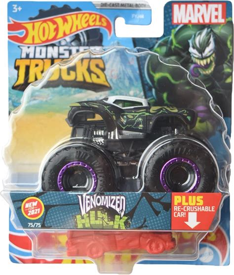 Buy Hot Wheels Monster Trucks Venomized Hulk - ReCrushable 7575 1:64 ...