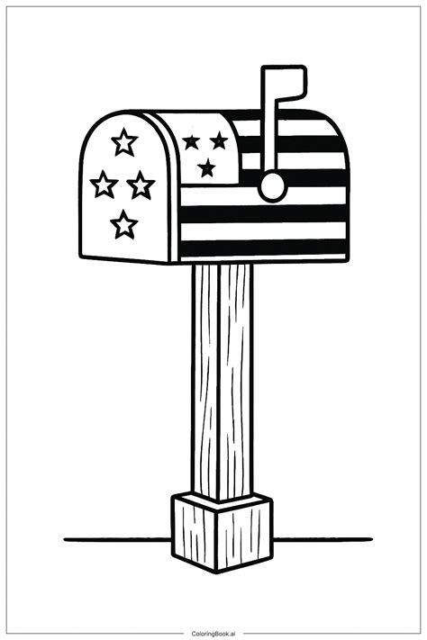 USA Flag Mailbox Coloring Page (Free PDF&PNG Printable)