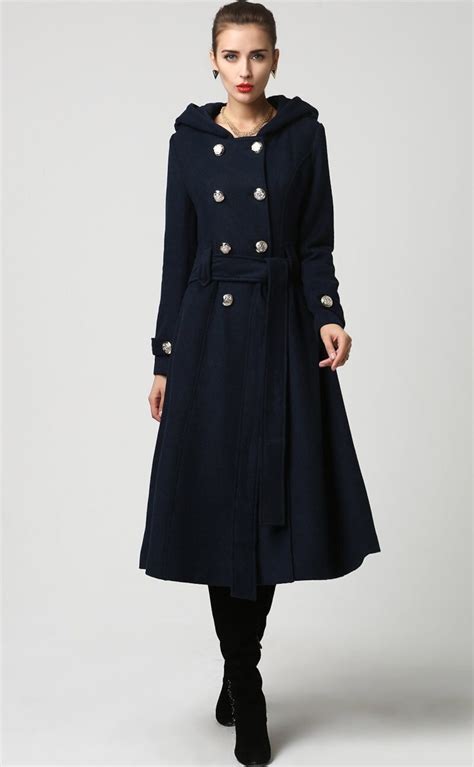 Wool Coat Women, Long Wool Coat, Winter Coat, Overcoat, Blue Wool Coat ...