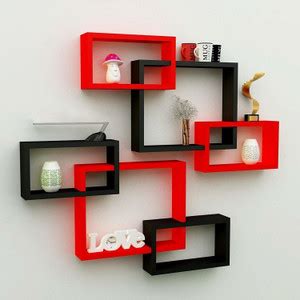 Amaze Shoppee MDF Wall Decoration Intersecting Floating Shelves (Black ...