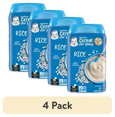 (4 pack) Gerber Stage 1 Baby Food, Baby Rice Cereal, Gerber Cereal For ...