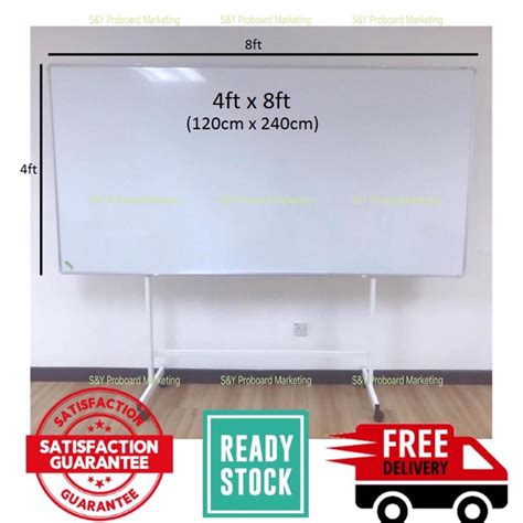 Papan Putih Magnetik dengan Kaki Beroda / 4x8 Magnetic Whiteboard With Stand Size 4ft x8 ft ...