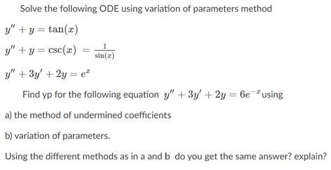 Image result for Variation of Parameters Ode Examples