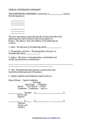 General Partnership Information Form 的图像结果