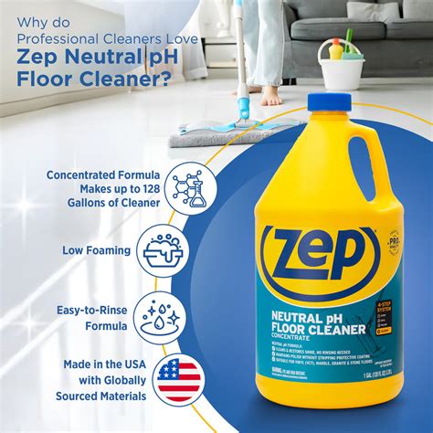 Zep Concentrated Neutral pH Floor Cleaner – Safe on Protective Finishe ...