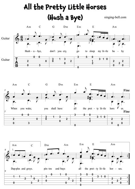 All The Pretty Little Horses (Hush-a-bye) - Guitar Chords