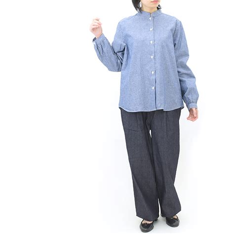 Sarahwear サラウェア ダンガリー スタンドカラーブラウス C52823 レディース【送料無料】【クリックポスト可】 | BRAND ...