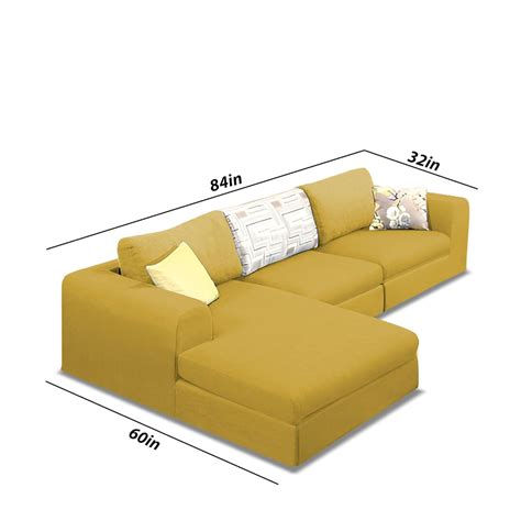 Casaliving Badger LHS 4 Seater L Shape Sofa Set for Living Room (Yello
