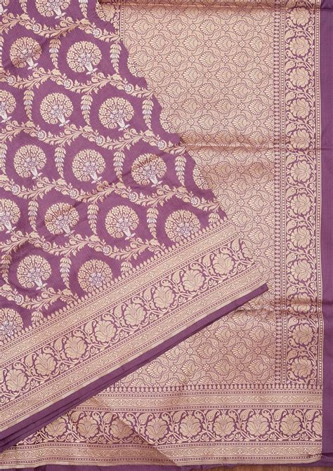 Buy Lavender Zariwork Pure Silk Saree - Koskii