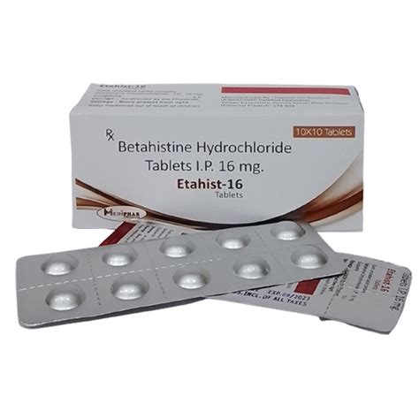 Etahist 16 - Betahisitine Hydrochloride Tablets IP 16 mg - Mediphar ...