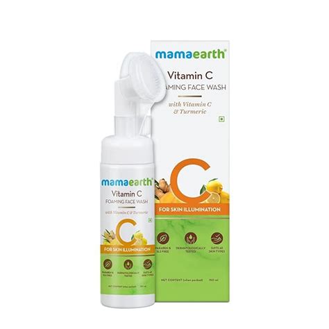 Mamaearth Vitamin C Face Wash with Foaming Silicone Cleanser Brush ...