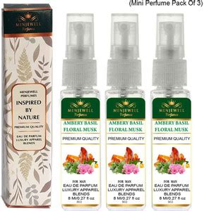 Buy Menjewell Pack Of 3 Ambery Basil Floral Musk Eau de Parfum - 24 ml ...