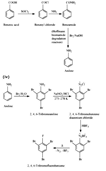 Accomplish the following conversions : i. Nitrobenzene to benzoic acid ...