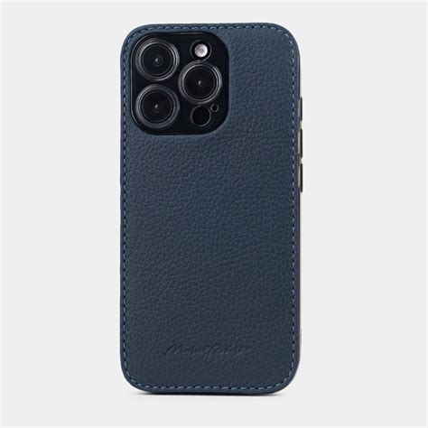 Чехол для iPhone 16 Pro Max из кожи теленка, синего цвета за 6 900 Р
