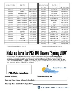 Fillable Online jan ucc nau Students Name Class making up for - jan ucc ...