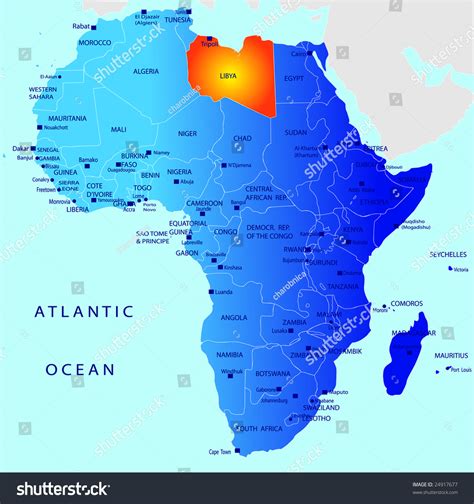 Political Map Africa Libya: เวกเตอร์สต็อก (ปลอดค่าลิขสิทธิ์) 24917677
