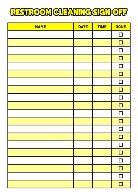 Restroom Cleaning Checklist Template at Krystal Russell blog