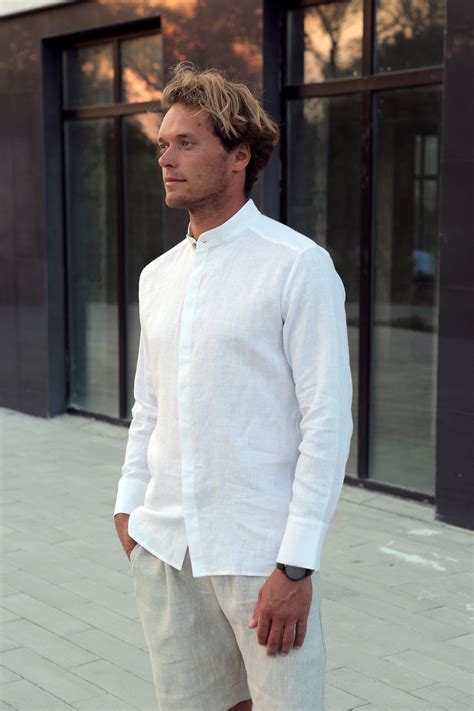 mens white linen shirts for beach wedding - Jolanda Abel