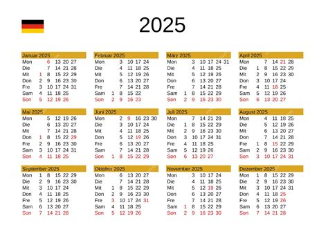 Premium Vector | Year 2025 calendar in German with Germany holidays