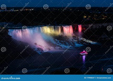 Niagara Falls at night stock image. Image of toronto - 77998047