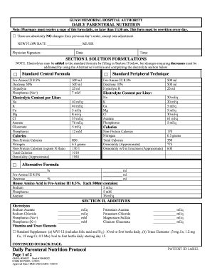 Fillable Online DAILY PARENTERAL NUTRITION Fax Email Print - pdfFiller