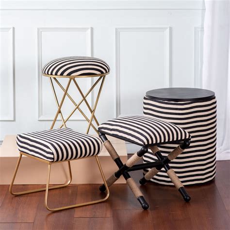 Buy Zebra Fabric Jute Metallic Stool Online in India | Nestroots