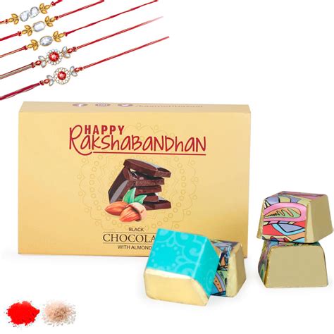 Kaameri Bazaar Rakhi for Brother combo with chocolate - Set of 5 Rakhi ...