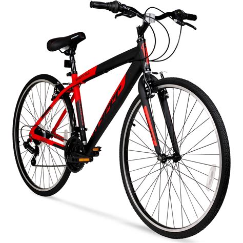 Hyper Bicycle 700c Men's Spin fit Hybrid Bike, Black and Red - Walmart.com