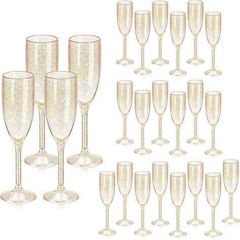 Amazon.com | XUWAIDSGN 24 Pcs Champagne Flutes Plastic Wine Glasses ...