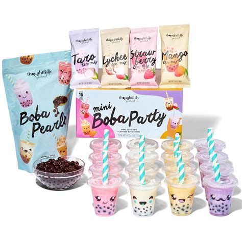 Amazon.com: Thoughtfully, Mini Boba Pearl Party Set, Makes 16 Tasting ...