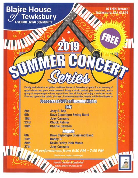 2019 Summer Concert Series at Blaire House of Tewksbury - Allcutis ...