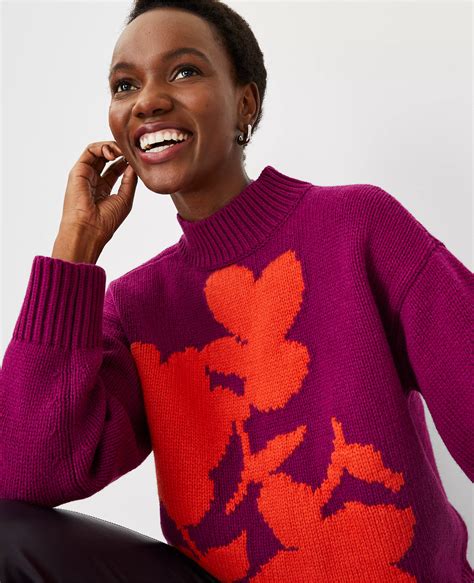 Floral Mock Neck Sweater