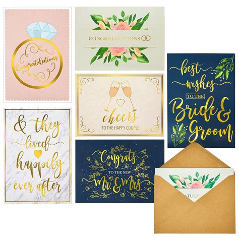 Juvale 24 Pack Wedding Cards for Bride and Groom with Gold Envelopes ...