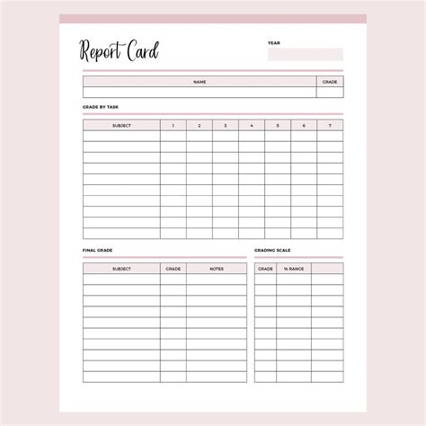 Blank Report Card Template Homeschool Homeschool Progress Report Card