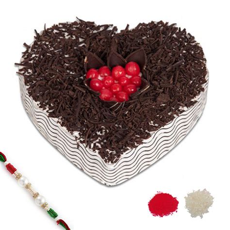 Buy Heart Shape Cake With Rakhi Online at Best Price | Od